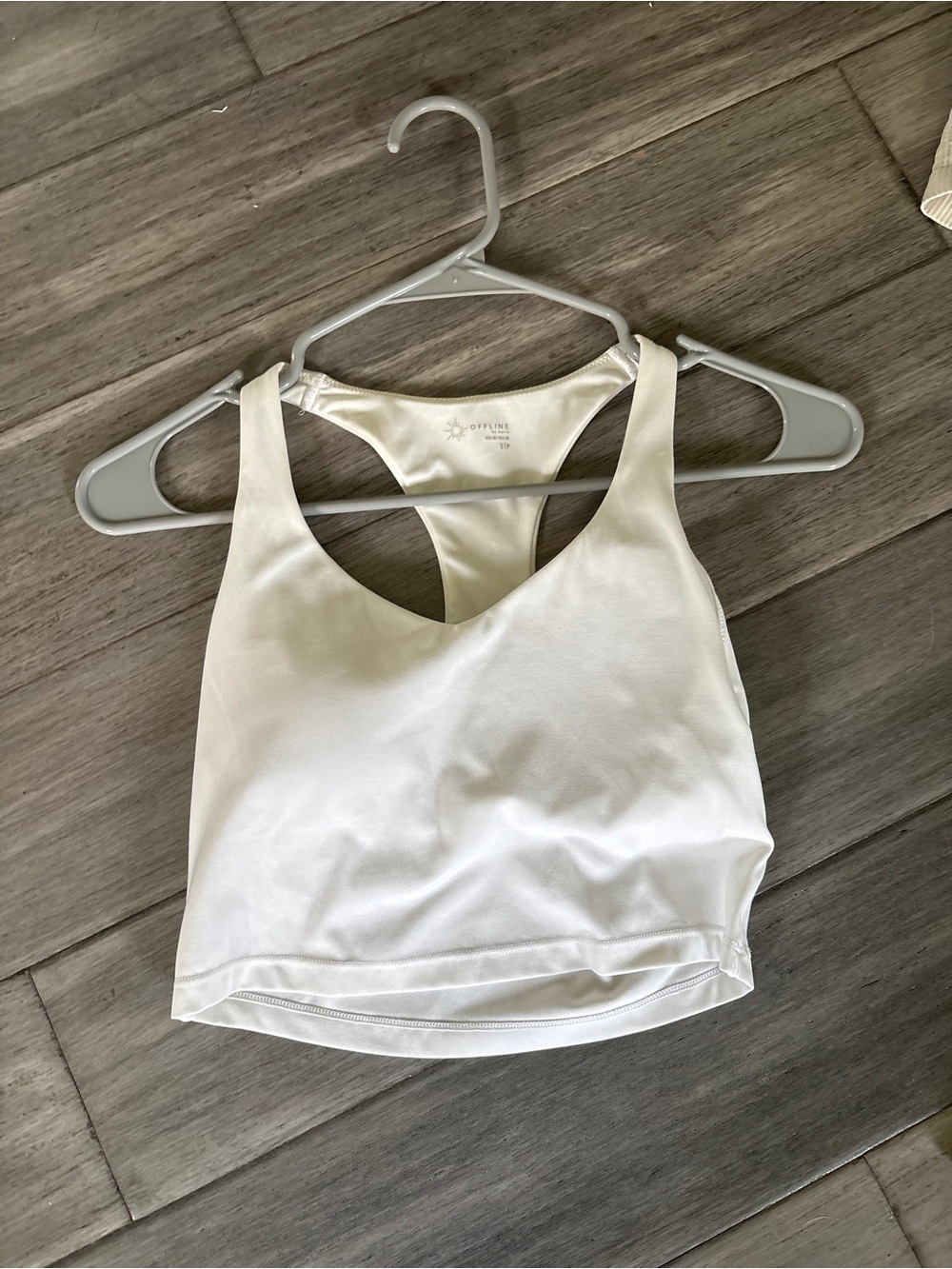 aerie White Racerback Crop Tank
